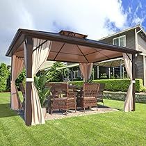 Backyard Spa, Roof Canopy, Brown Roof, Hardtop Gazebo, Patio Curtains, Relaxing Outdoors, Gazebo Pergola, Outdoor Gazebos, Patio Gazebo