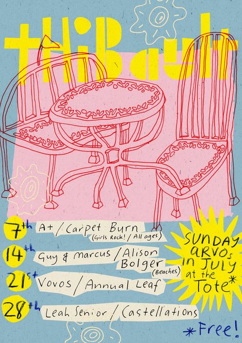 Hand Drawn Flyer, Hand Drawn Poster Design, Gig Poster Illustration, French Poster Design, Thrift Graphic Design, Handrawn Poster, Danish Graphic Design, Poster Design Inspiration Illustration, Illustrative Graphic Design