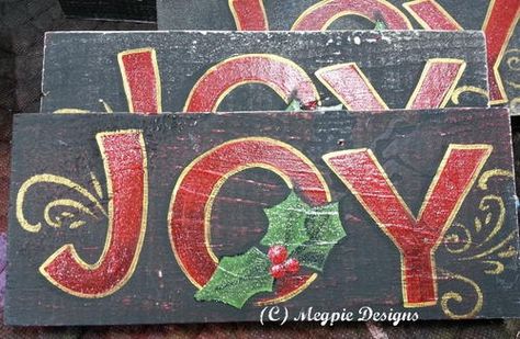 Christmas Joy DIY Painted Signs | Make these DIY Christmas signs for your parents, grandparents, neighbors, or friends. Yard Signs Diy, Diy Painted Signs, Christmas Signs Diy, Joy Sign, Word Joy, Pallet Christmas, Signs Diy, Christmas Wood Crafts, Primitive Christmas