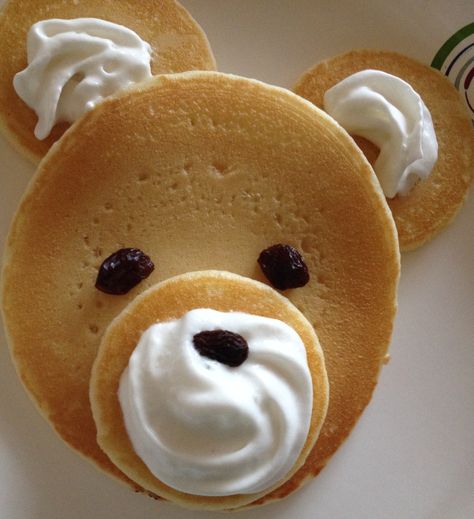 Teddy bear pancakes Animal Breakfast For Kids, Turtle Pancakes, Bear Pancakes, Kids Pancakes, Kids Breakfast, Pancake Art, Decorações Com Comidas, Food Art For Kids, Food Funny