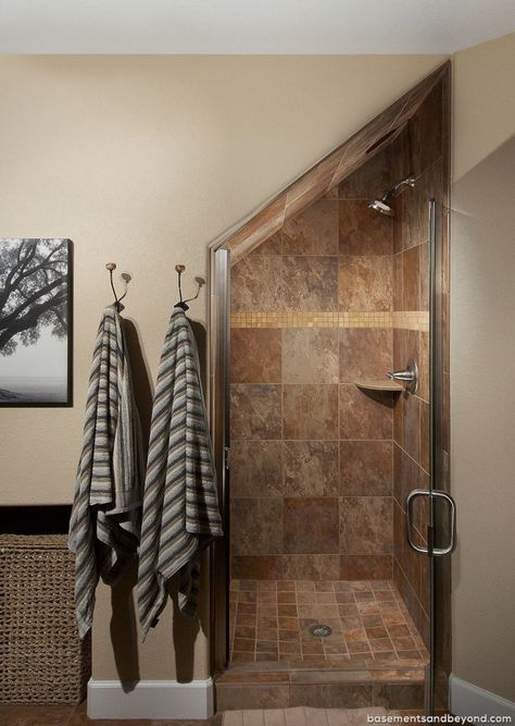 Shower Under Stairs | Joy Studio Design Gallery - Best Design Shower Under Stairs, Under Stairs Bathroom, Room Under Stairs, Stairs Bathroom, Bathroom Under Stairs, Wet Room Bathroom, Bathroom Plans, Attic Bathroom, Small Showers