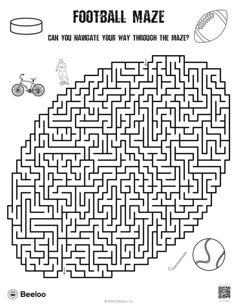 Football Maze • Beeloo Printable Football Crafts For Kids, Football Activities, Football Activity, Football Crafts, Sports Ideas, Word Search Puzzles, Crafts And Activities For Kids, Flag Football, Kid Art