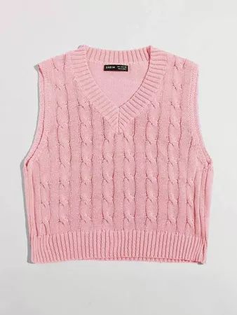 Pink Sweater Vest Outfit, Pink Academia Aesthetic, Jelly Bunny, Pink Sweater Vest, Preppy Capsule Wardrobe, Baby Pink Sweater, Light Pink Sweaters, Cable Knit Vest, Winter Mode Outfits