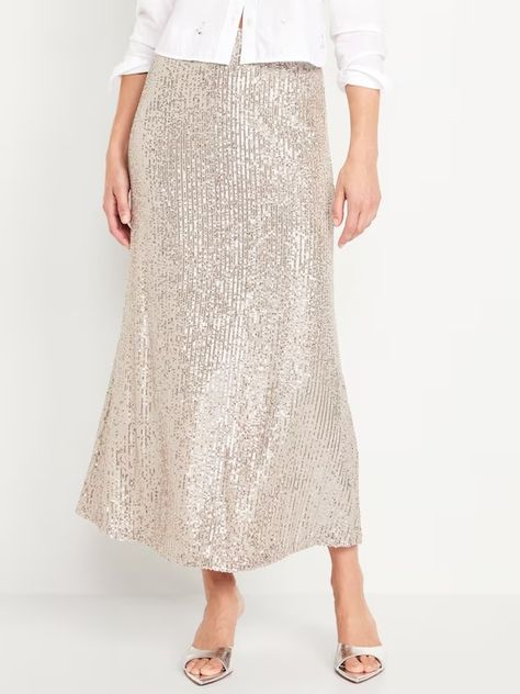 Women's Skirts | Old Navy Sequin Maxi Skirt Outfit, Maxi Sequin Skirt, Sparkly Skirt, Holiday Skirts, Sequin Maxi, Maxi Skirt Outfits, Holiday Party Outfit, Old Navy Women, Bottom Clothes