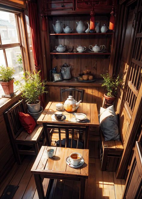 Chinese Tea Room, Bahay Kubo, Bamboo Tea, Chinese Tea, Tea Shop, Tea House, Ancient Chinese, Fantasy Fashion, Asian Style