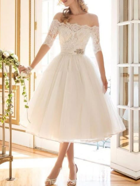 Wedding Dresses Amazon, Simple Wedding Dress Boho, Wedding Reception Outfit, Cheap Wedding Dresses Online, Pnina Tornai, Short Wedding Dresses, Tea Length Wedding, Wedding Reception Dress, Tea Length Wedding Dress