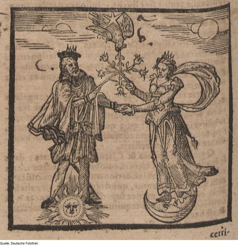 Theosophical representation for alchemy. Theosophie & Alchemie. Grataroli, Guglielmo & Morienus (1610) at the Deutsche Fotothek, US Public Domain. Heavy Metal Artwork, Lord Lucifer, Spiritual Alchemy, Anima And Animus, Jungian Archetypes, Mysterious Creatures, Medieval Artwork, Alchemy Art, Esoteric Art