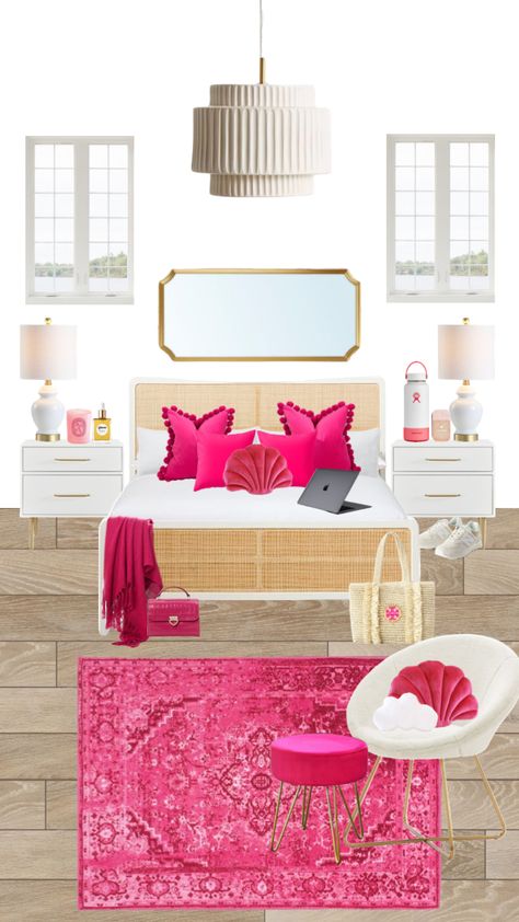 Pink Coastal Bedroom, Cute Preppy Aesthetic, Preppy Rooms, Preppy Room Aesthetic, Pink Coastal, Future Bedroom Ideas, Preppy House, Bohemian Room Decor, Preppy Decor