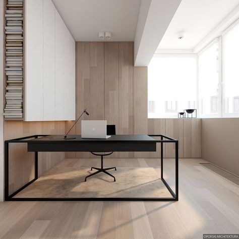 2 Super Simple Homes With Light Wood Panels And Matte Black Accents Minimal Office Space, Minimalist Home Office, Interior Design Per La Casa, Interior Minimalista, Minimalist Office, Empty Room, Workspace Design, Interior Modern, Design Del Prodotto