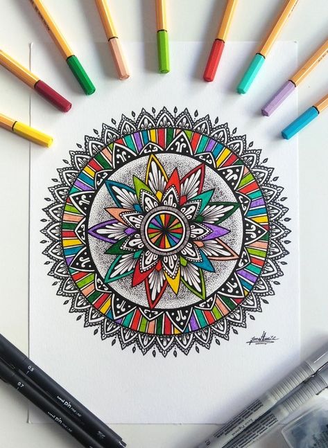 Mandala Art Simple Colourful, Mandala Drawing Coloring Inspiration, Mandala Art Colorful Patterns, Mandala Drawing Colourful, Colourful Mandala Art, Colorful Mandala Art, Colorful Mandala Design, Plastic Dinosaur, Mandala Arts