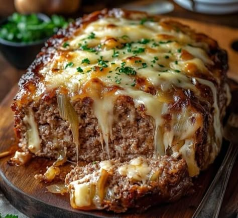 Cheesesteak Meatloaf, French Onion Meatloaf, Bacon Cheeseburger Meatloaf, Savory Meatloaf, Traditional Meatloaf Recipes, Cheeseburger Meatloaf, Traditional Meatloaf, Meatloaf Ingredients, Salmon Patties Recipe