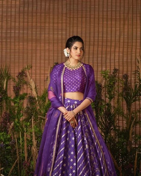 Lavender Bridal Lehenga, Lavender Lehenga, Lehenga For Wedding, Marriage Function, Lengha Choli, Half Saree Designs, Trendy Blouse, Lehenga Skirt, Kurti Designs Party Wear