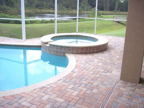 BRICK PAVER POOL DECK INSTALLATION Paver Pool Deck, Pool Area Ideas, Pool Pavers, Paver Walkway, Pools Backyard Inground, Brick Paving, Deck Installation, Cool Deck, Brick Pavers