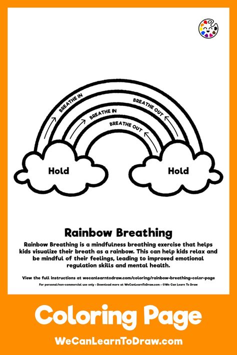 Five Finger Breathing, Breathing Rainbow, Rainbow Breathing Printable Free, Rainbow Breathing Printable, Breathing Exercises For Kids, Yoga Coloring Pages For Kids, Kindergarten Breathing Techniques, Mindful Breathing Cards, Mindfulness Breathing Cards