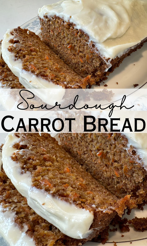 sourdough carrot cake with cream cheese frosting sliced on plate with text Sourdough Carrot Cake Recipe, Sourdough Carrot Bread, Sourdough Carrot Cake Cupcakes, Carrot Cake Sourdough, The Clever Carrot Sourdough Bread, Sourdough Discard Carrot Cake, Sourdough Carrot Cake Muffins, Simple Sourdough Bread Recipe, Sourdough Carrot Cake