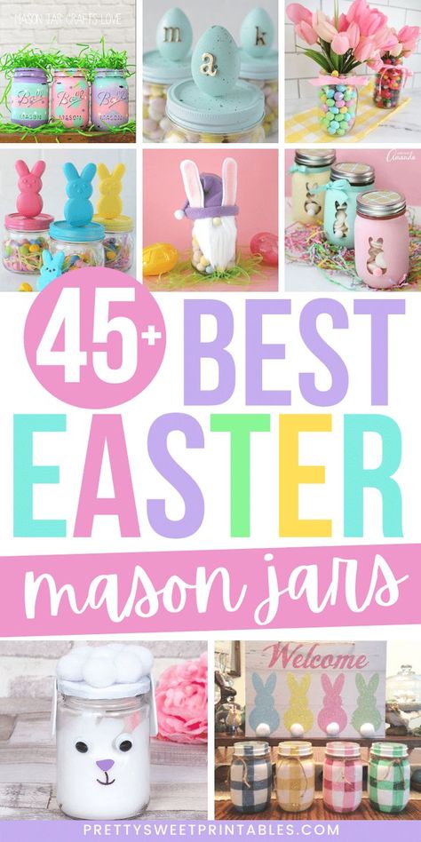 mason jar ideas for easter Easter Jar Crafts, Easter Jars Diy, Easter Gifts For Kids Diy, Easter Crafts For Adults To Sell, Easter Mason Jar Ideas, Easter Candy Jars Diy, Diy Easter Gifts For Adults Simple, Easter Favors Ideas, Quick Easter Crafts