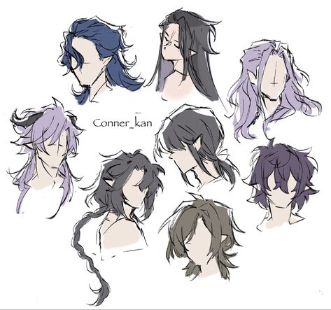 Hair Design Ideas Drawing, Hair Styles Ideas Drawing, Hair For Character Design, Fantasy Hair Reference, Character Designing Tips, Hair Styles Art Drawing, Hairstyles For Character Design, Back Of Head Reference Hair, Hair Ideas For Characters