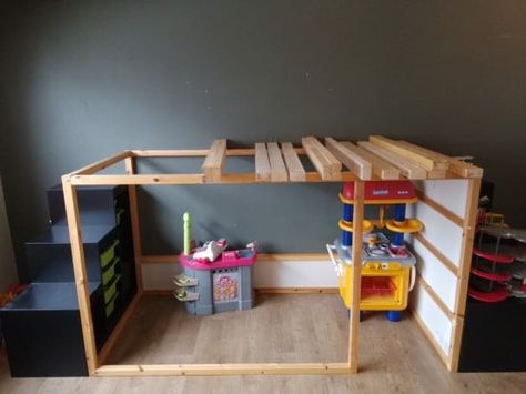 Kura Bed Hack, Ikea Kura Hack, Kura Hack, Loft Playroom, Kids Room Desk, Lego Bedroom, Playhouse Bed, Kids Rooms Shared, Ikea Kura Bed