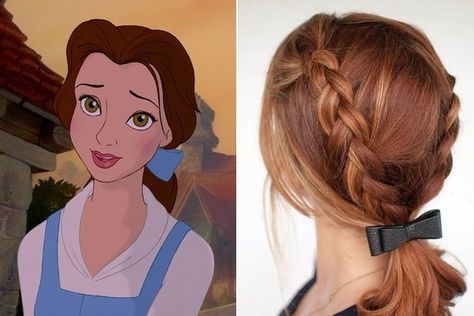 #Hair #Characters #Braids #Girls #Hairdos #Ideas Disney Hairstyles, Disney Princess Hair, Girls Hairdos, Disney Princess Hairstyles, Belle Hairstyle, Inspired Hairstyles, Disney Hair, Belle Beauty And The Beast, Princess Hair