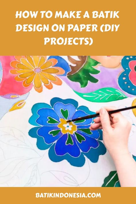 How to Make a Batik Design on Paper (DIY Projects) 4 Batik Painting Ideas, Crayon Batik, Glue Batik, Batik Diy, Igcse Art, Design On Paper, Cat Template, Easy Flower Painting, Cultural Art