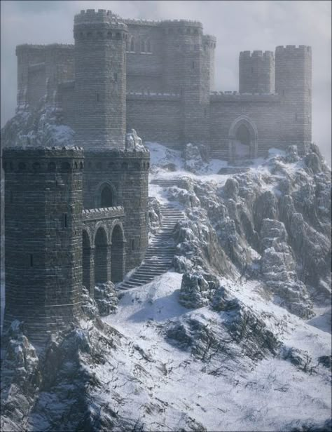 Winter Castle Winter Castle, Snow Castle, Hyrule Castle, Chateau Medieval, Castle Aesthetic, Rpg Map, Gra O Tron, Castle Art, Snowy Mountain