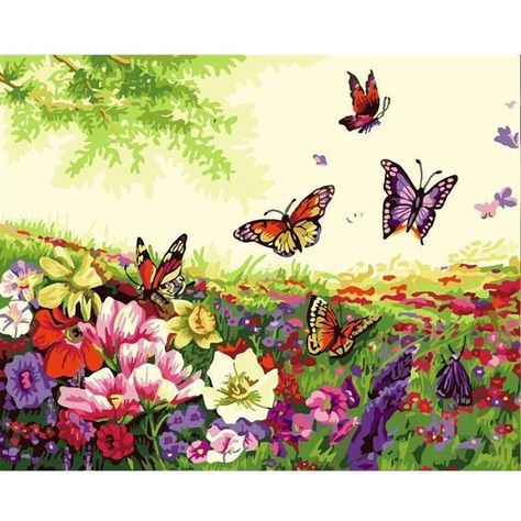 Animals | My Paint by Numbers Diy Paint By Numbers, Easy Diy Paint, Scene Drawing, Butterfly Canvas, Diy Oils, Discount Universe, Difficult People, Living Room Canvas, Garden Painting