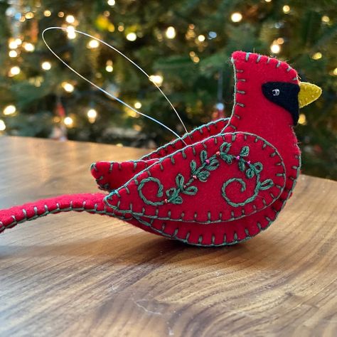 Felt Cardinal, Soap Sack, Wool Ornaments, Felt Birds Ornaments, Tufted Titmouse, Dove Ornaments, Dachshund Pattern, Cardinal Ornaments, Wool Felt Projects