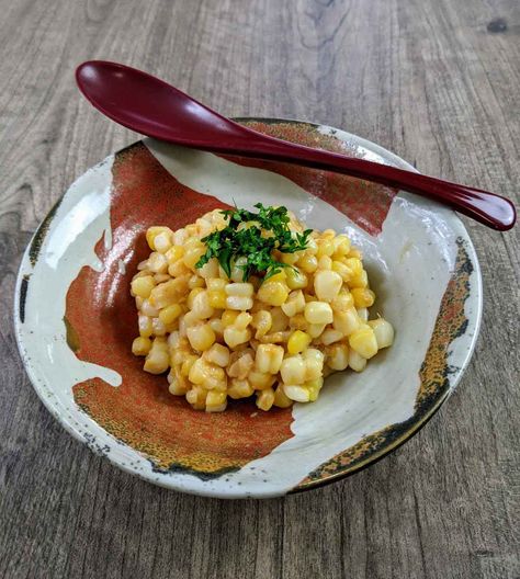 Sweet Corn with Miso Butter - The Japanese Kitchen Miso Butter, Japanese Kitchen, Sweet Corn, Japan Food, Fresh Corn, Food Preparation, Japanese Food, Gluten Free Vegetarian, Corn