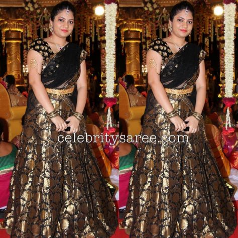 Black Benaras Half Saree Banarasi Half Saree, Benaras Lehenga, Pattu Lehenga Half Saree, Lehenga Half Saree, Pattu Lehenga, Langa Voni, Indian Celebrity, Half Saree Lehenga, Kids Wear Girls