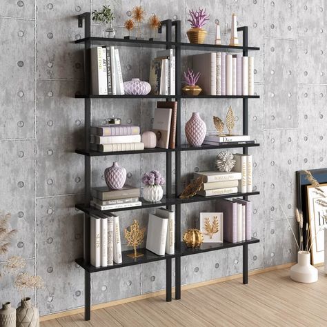 Metal Ladder, Modern Bookshelf, Tall Bookcases, Wood Ladder, Iron Shelf, Wayfair Furniture, Wood Bookcase, Bookcase Shelves, Ladder Bookcase