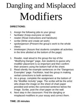 Dangling and Misplaced Modifiers Cooperative Group Activity Misplaced Modifiers, Ap Language And Composition, Ap Lang, Arts Classroom, Grammar Police, Teaching High School English, English Language Arts High School, Grammar And Punctuation, Language Arts Classroom