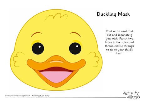 Duckling Mask Duck Mask For Kids, Fun Homemade Gifts, Duck Mask, Animal Themes, Printable Masks, Cute Ducklings, Face Template, Duck Face, Baby Shawer