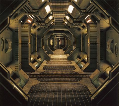 Stock Photo - Interior of an industrial or spaceship corridor Sci Fi Ship Interior Design, Sci Fi Lighting, Sci Fi Ships Spacecraft, Inside Of A Spaceship, Space Ships Concept Interior, Sci Fi Corridor, Spaceship Hallway, Space Ships Design, Ship Interior Design