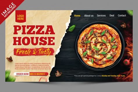 Pizza Banner Design, Pizza Design Ideas, Pizza Banner, Construction Banner, Menu Brochure, Healthy Restaurant Food, Pizza House, Poster Food, Restaurant Social Media