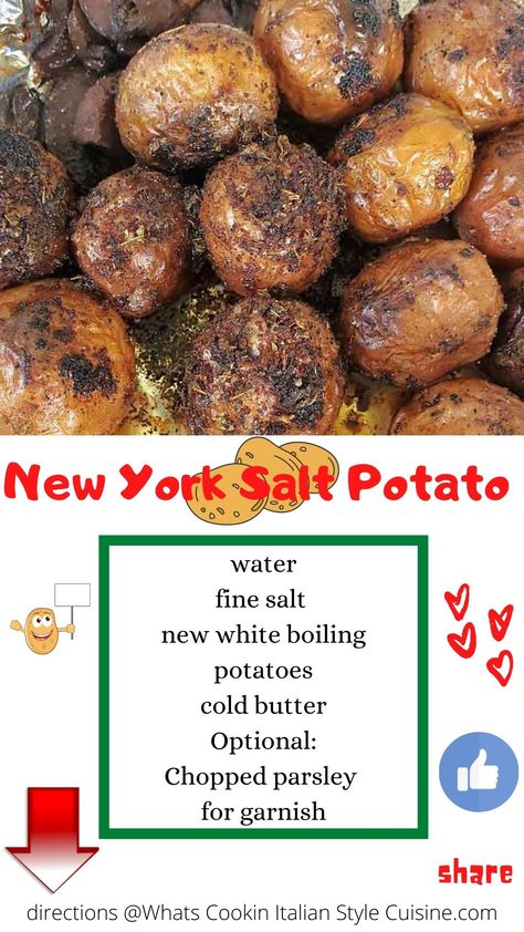 New York Salt Potato Recipe New York Salt Potatoes Recipes, Salted Potatoes Recipes, Salt Potatoes In Crockpot, Salt Potatoes Recipes, Ww Sides, Salt Potatoes, Italian American Food, Salted Potatoes, Yummy Veggies