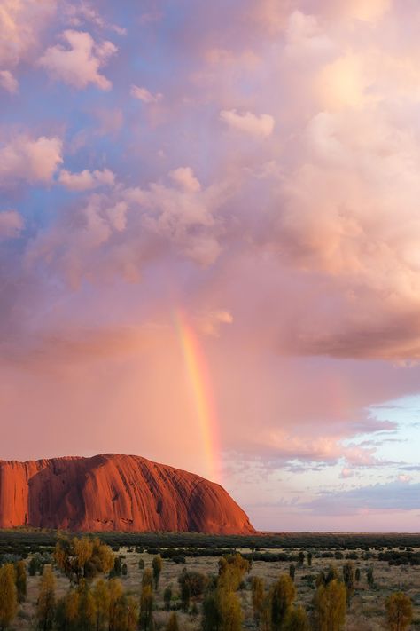 Rainbow over Uluru is also known as Ayers Rock was seen at Uluṟu-Kata Tjuṯa National Park in the Northern Territory of Australia. Composition Photo, Wallpaper Travel, Ayers Rock, Outback Australia, Australian Travel, Visit Australia, Northern Territory, Pretty Places, Travel Inspo