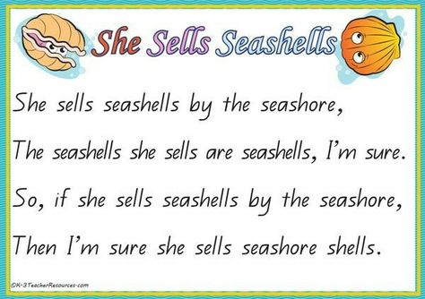 Tongue Twisting Poetry Tongue Twisters In English Short, She Sells Seashells By The Seashore, Funny Anger Quotes, Control Anger Quotes, When Your Angry, Tongue Twisters In English, Homeschool Themes, Tongue Twisters For Kids, Kindergarten Poems