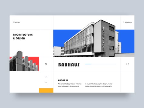 Bauhaus Graphic Design Layout, Bauhaus Layout Design, Bauhaus Website Design, Bauhaus Web Design, Design Portfolio Layout, Architecture Website, Interactive Web Design, Presentation Slides Design, 포트폴리오 레이아웃