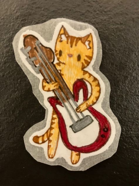 Hes so skrunklyfloofysqwishynnasjjsjsjxdj Guitar Presents Gift Ideas, Funky Sticker Ideas, Painted Sketchbook Cover Ideas, Silly Painting Ideas, Stickers On Guitar, Cute Sketchbook Covers, Sketchbook Ideas Cover, Sketchbook Front Cover Ideas, Sketchbook Cover Ideas