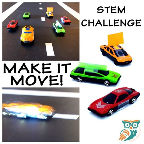 MAKE IT MOVE! - STEM Challenge that kids of all ages will love as they race to the finish! This STEM Challenge uses items you likely already have available, and has your kids reimagine and repurpose things in new and innovative ways. Individually, or in small groups, see who can win the big race with their invention! The challenge is called Make It Move and will have your kids up and moving, learning and laughing as they gain confidence in their STEM skills and themselves. #MakeItMove #STEM Stem Challenges Middle School, Preschool Letter M, Busy Box Ideas, Science Ideas For Kids, Magnet Experiments, Early Childhood Science, Engineering Design Challenge, Stem Boxes, Space Building