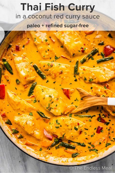 Thai Yellow Fish Curry, Thai Curry Fish Recipes Coconut Milk, Thai Fish Curry Coconut, Thai Fish Curry Noodles, Fish With Curry Sauce, Red Curry Fish Coconut Milk, Fish Thai Recipes, Tilapia Curry Recipes, Curry Cod Fish Recipes