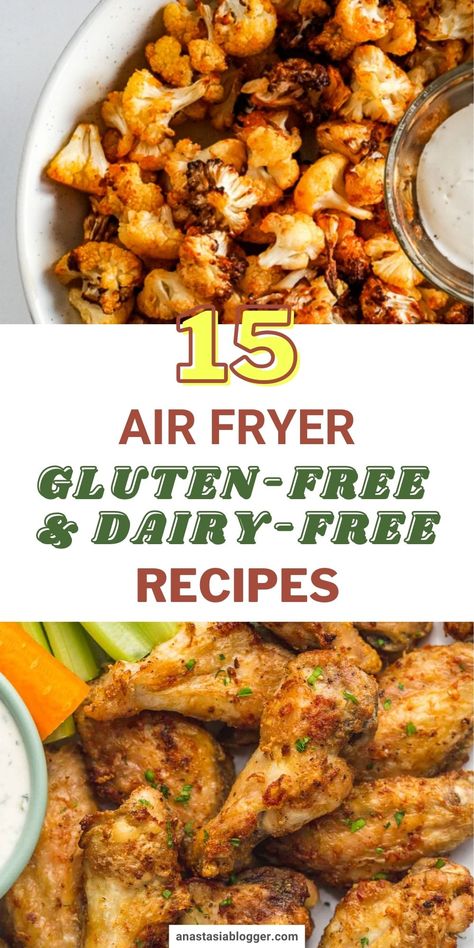 Gf Df Air Fryer Recipes, Gluten Free Air Fryer Recipes, Air Fryer Recipes Gluten Free, Cauliflower Side Dish, Cooking Chicken Wings, Gluten Free Thanksgiving, Yummy Healthy Snacks, Dairy Free Diet, Air Fryer Dinner Recipes