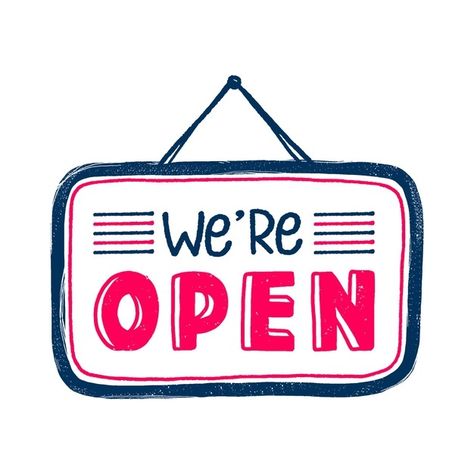 We are open sign in hand drawn | Free Vector #Freepik #freevector #business #hand #hand-drawn #shop Open Sign Drawing, We Are Back In Business Sign, Open Sign Aesthetic, Were Open Sign, We Are Open Poster, Online Shop Aesthetic, Shopping Drawing, Shop Open Sign, Open For Business Sign