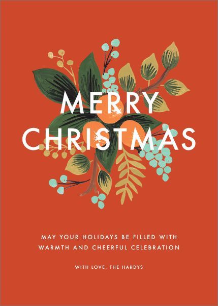 This Rifle Paper Co. for Paperless Post design features gorgeous flower ornamentation. Choose between a card that says "Merry Christmas" or "Happy Holidays" and add your own personalized message. See photo options for the back of this card!Corresponding Paperless Post digital design also available.Printed on Mohawk ultra white 120 lb. card stock that is soft to the touch and matches our superfine white envelopes. Paper is FSC certified and made using wind power. More Colors AvailableRifle Paper Company Holiday Cards, Christmas Graphic Design, Business Holiday Cards, Happy Holiday Cards, Paperless Post, Holiday Design Card, Christmas Graphics, Christmas Post, Christmas Poster