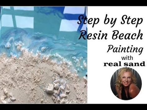 Beach Resin Art Tutorial, Textured Resin Art, Resin Beach Art Tutorial, Beach Painting Tutorial, Beach Resin Art, Resin Tips, Painting Gold Leaf, Beach Resin, Epoxy Projects