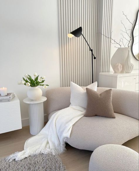 Looking For Houses, Diy Side Table, Scandi Home, Minimal House Design, Chair Makeover, Apartment Aesthetic, Nordic Decor, Luxury Cushions, Neutral Living Room