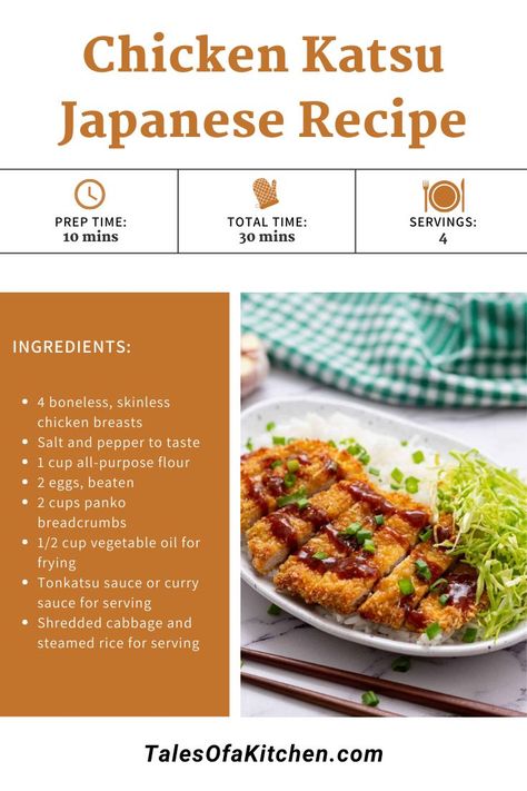 Chicken Katsu Japanese Recipe Crispy Chicken Katsu, Chicken Katsu Recipes, Katsu Recipes, Tonkatsu Sauce, Chicken Katsu, Japanese Recipe, Thermomix Recipes, Filipino Recipes, Asian Dishes