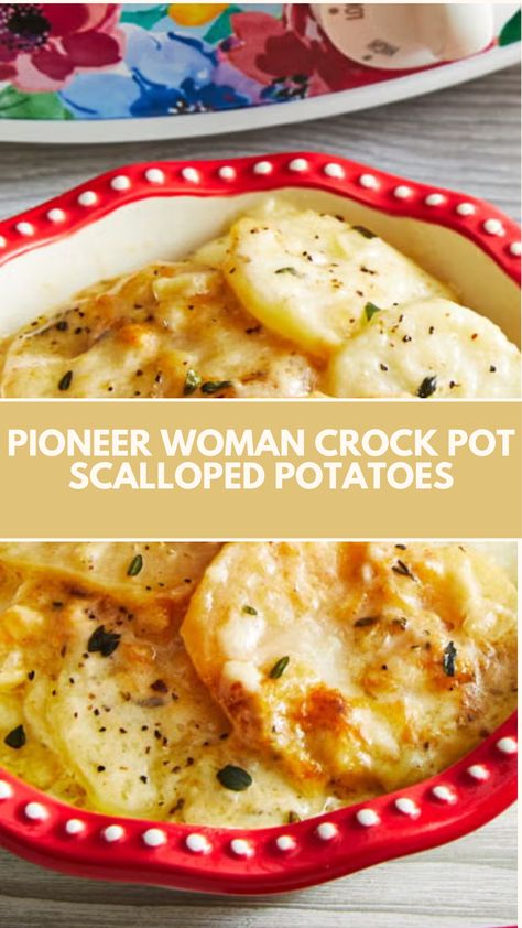 This easy Pioneer Woman Crock Pot Scalloped Potatoes recipe is a creamy, cheesy side dish that’s perfect for any meal. With simple ingredients like Russet potatoes, sharp Cheddar, and Gruyere cheese, it’s quick to prepare and cooks effortlessly in the slow cooker, leaving you with a comforting, hot dish everyone will love! How Long To Cook Potatoes In Crock Pot, Cheese Crockpot Potatoes, Pioneer Woman Crock Pot Scalloped Potatoes, Crock Pot Twice Baked Potatoes, Crock Pot Cheesy Scalloped Potatoes, Scalloped Potatoes Russet, Crock Pot Au Gratin Potatoes Crockpot, Potatoes Au Gratin Pioneer Woman, Ham Scalloped Potatoes Crock Pot