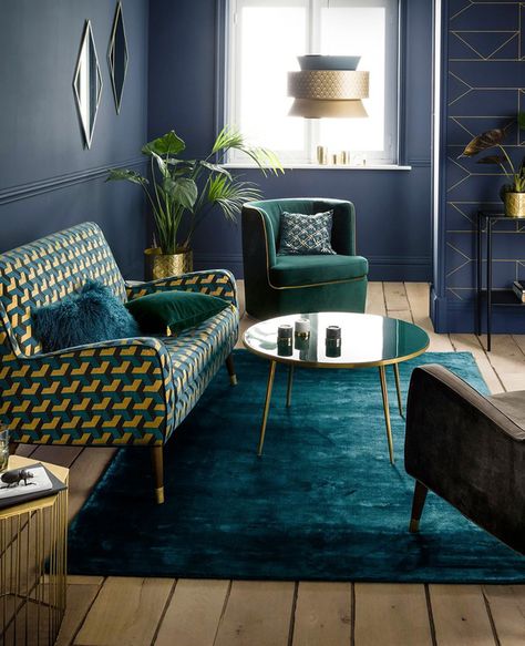 3 idées pour une déco en vert et doré dans le salon | My Blog Deco Art Deco Living Room Ideas, Salon Art Deco, Blue And Green Living Room, Arte Art Deco, Art Deco Living, Green Living Room Decor, Teal Living Rooms, Art Deco Kitchen, Deco Living Room