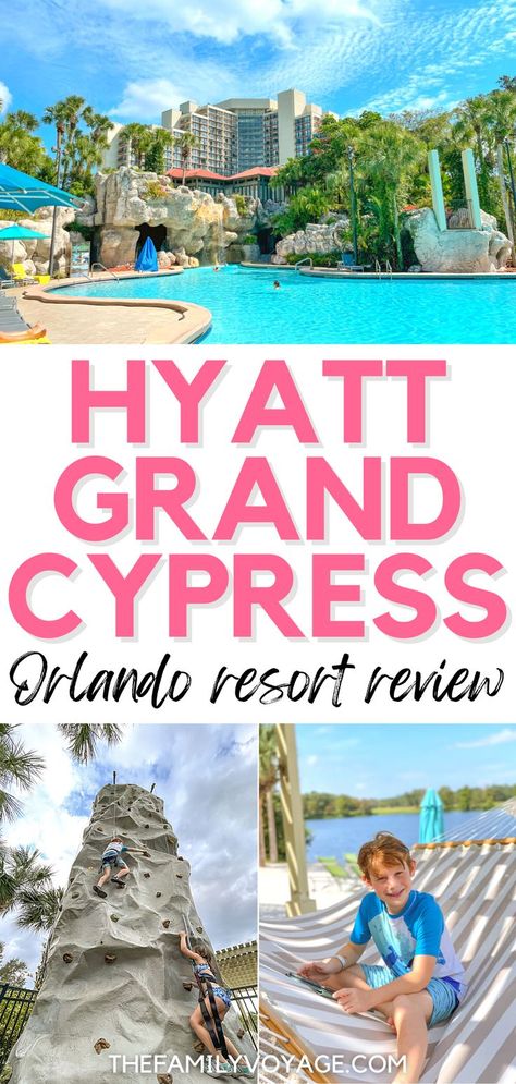 Read this Hyatt Regency Grand Cypress review to find out if it's as good as its reputation! We'll go over room options, dining and the array of on-site activities - along with the realistic pros and cons of this Orlando resort hotel. | Orlando Florida hotels | Orlando where to stay | Orlando hotels for kids | Orlando with kids | Walt Disney World hotels | Walt Disney World where to stay | Florida hotels | Florida resorts Hyatt Regency Grand Cypress Orlando, Orlando With Kids, Orlando Hotels, Disney World Hotels, Florida Destinations, Orlando Hotel, Orlando Travel, Florida Resorts, Florida Hotels